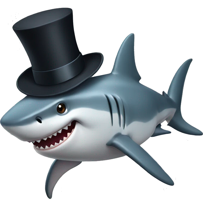 Shark with a top hat emoji