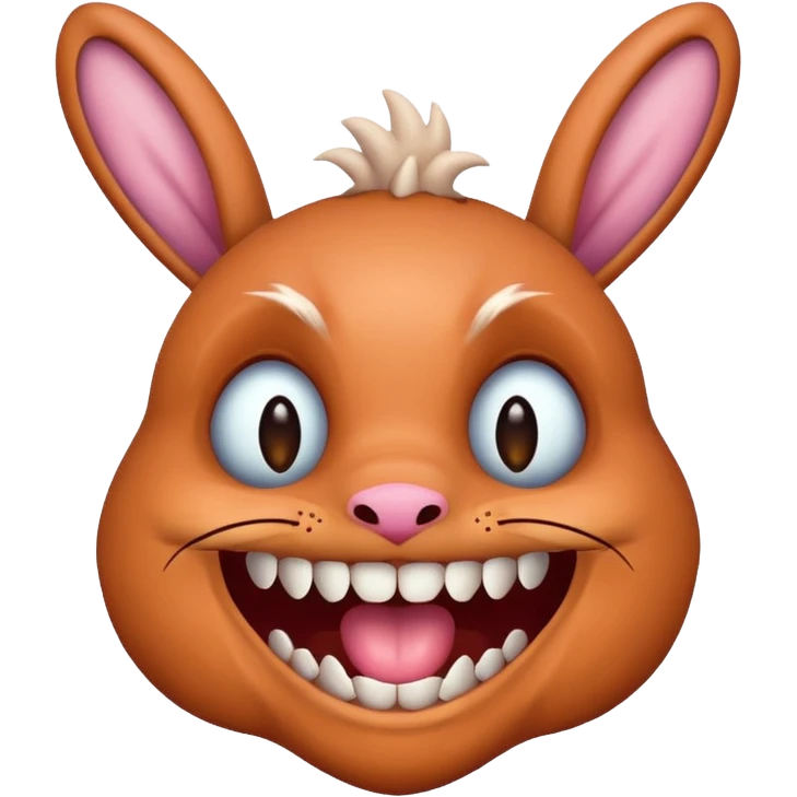 simple funny monster with nine teeth, smile, rabbit ears emoji