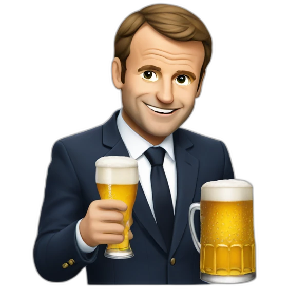 Macron with a beer  emoji