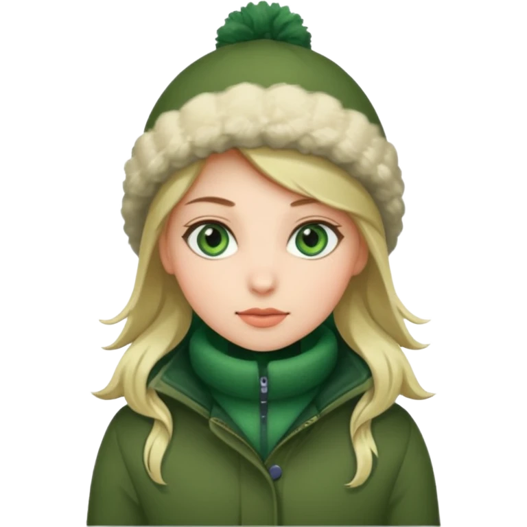 Girl green eyes with winter clothes  emoji