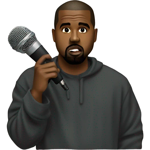 Kanye west holding a mic while rapping emoji