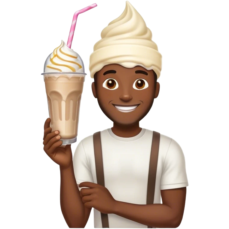 Black Man with milkshake on head emoji