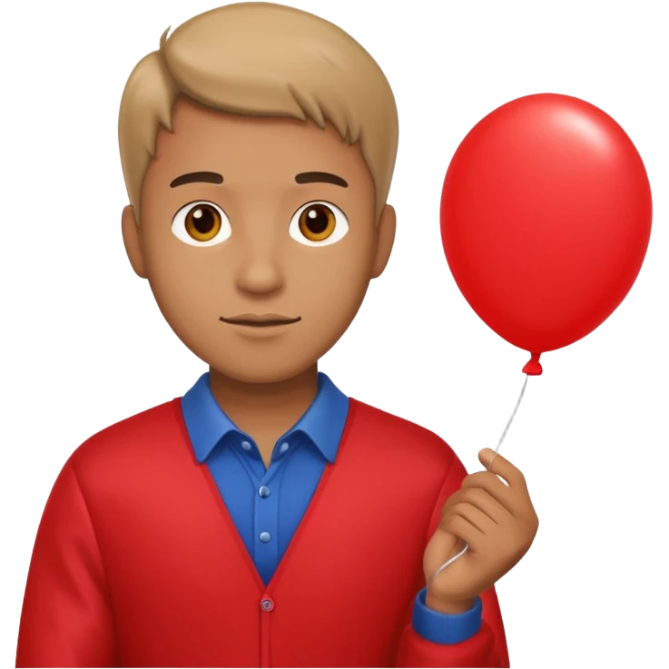 Man holding red balloon emoji