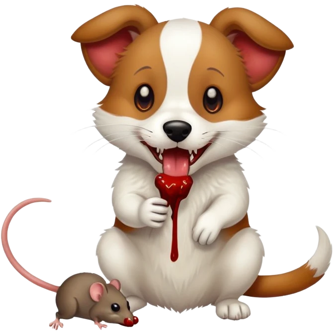 Dog eating mouse emoji