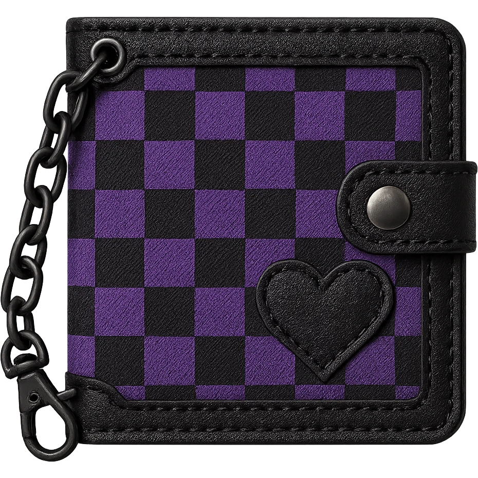 emo style black and purple checkered wallet emoji