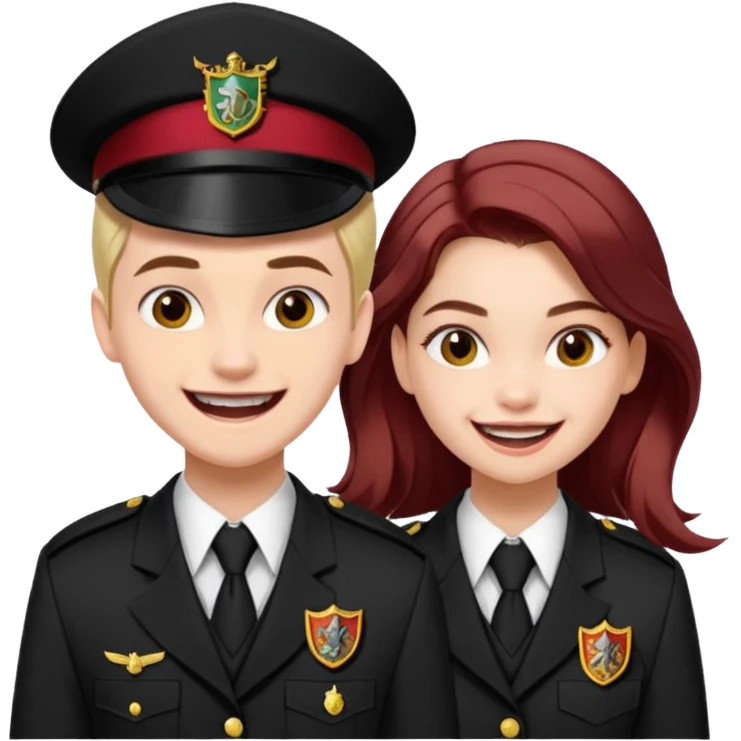 Barbara Palvin as a gryffindor laughing with Draco Malfoy emoji