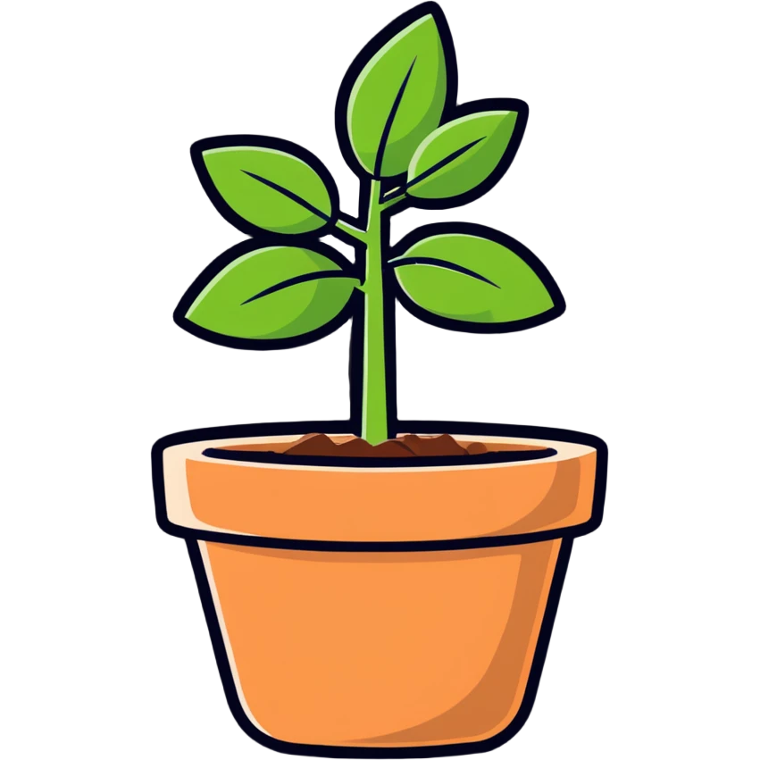A small green plant in a pot with earth emoji