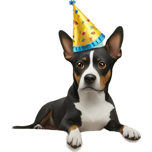 dog in party hat on couch emoji