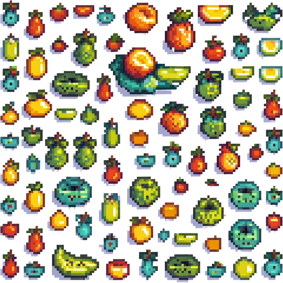 retro blocky fruit emoji