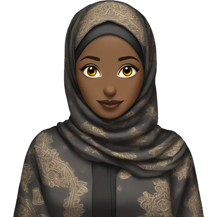 Ultra-detailed African hijabi in beautiful abaya emoji