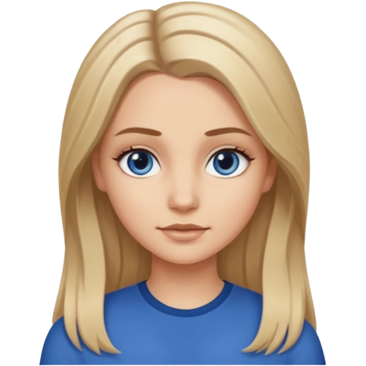 white long dark blonde hair girl with darker roots in her hair middle part and dark blue eyes that's not really tan but not pale emoji