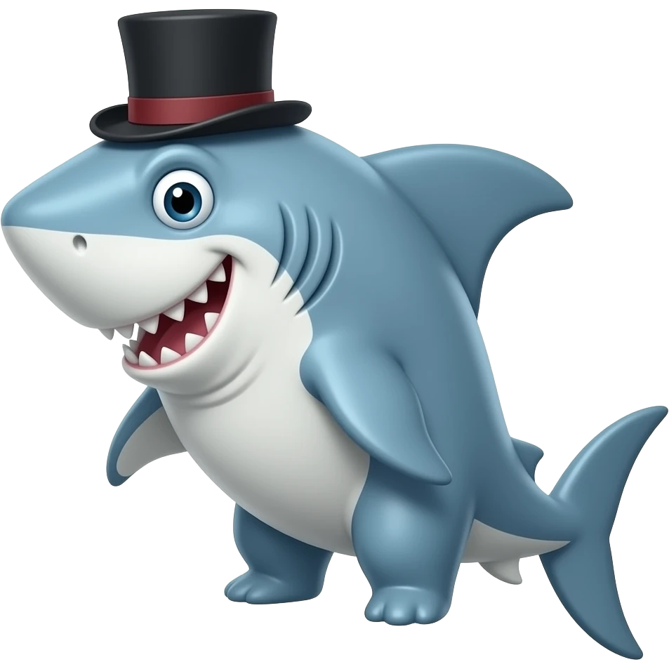 Shark with a top hat emoji
