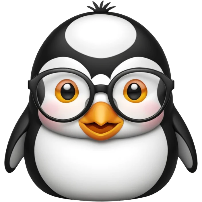 chubby penguin with big glasses emoji style emoji