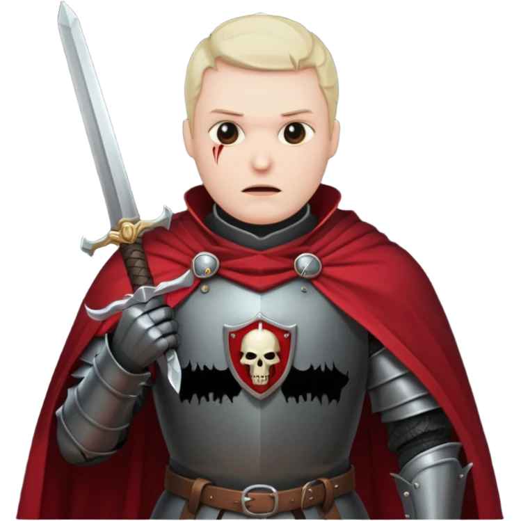 Headless Knight with Sword close up with horror look emoji