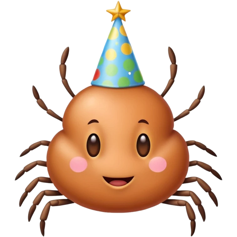 A tick wearing a birthday hat  emoji