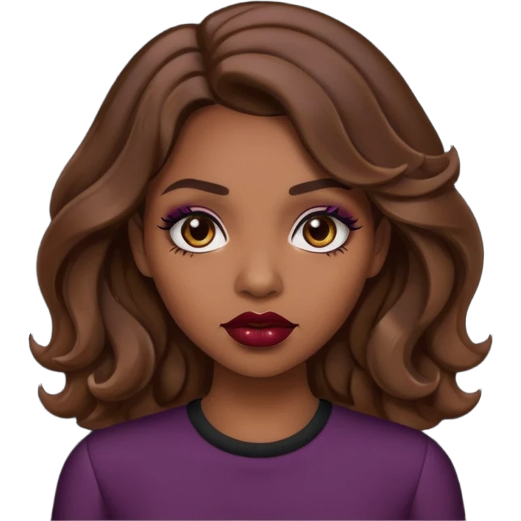 Baddie girl with brown weavy hair emoji