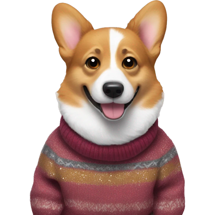 Corgi wear a new year sweater  emoji
