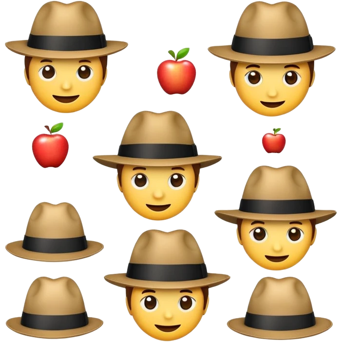 A fedora emoji in the style of Apple emojis, with a playful and cute design. emoji