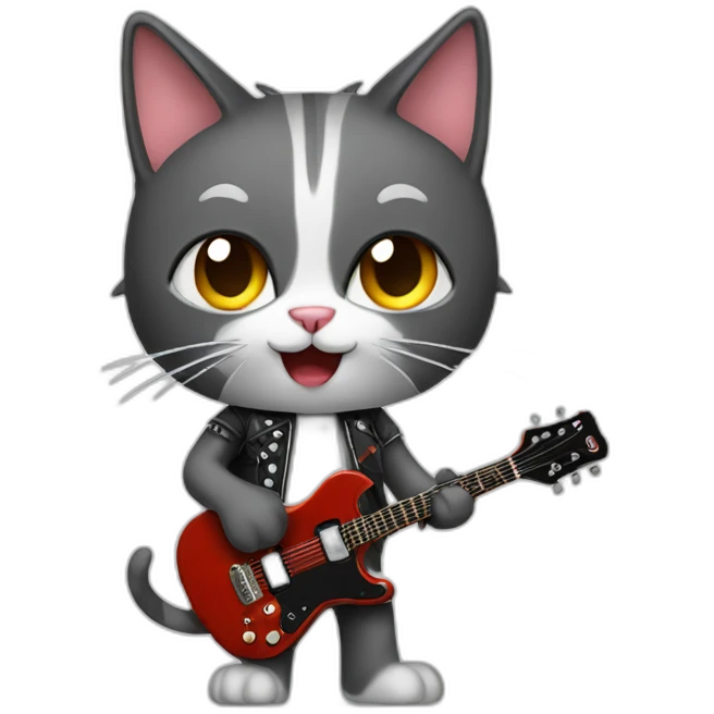 rocker cat with guitar thumb up emoji