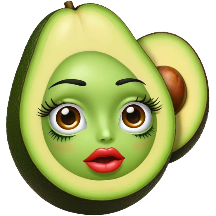 Aguacate con labios y pestañas  emoji