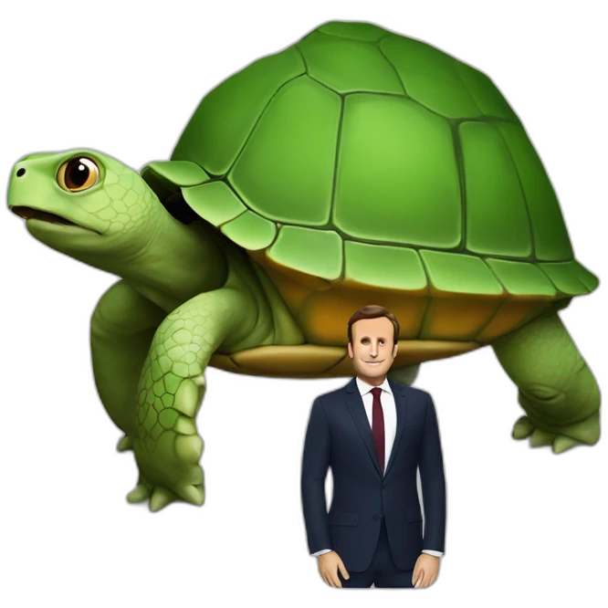 Macron sur une tortue emoji