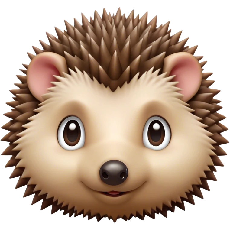 Cinematic Cute Hedgehog Portrait Emoji, Head tilted playfully and inquisitively, featuring a fluffy, spiky brown Fur with an irresistibly cute, round face and tiny ears, round, sparkling eyes filled with curious wonder, Simplified yet irresistibly adorable features, highly detailed, glowing with a warm, friendly glow, high shine, affectionate and quirky, stylized with a touch of woodland whimsy, bright and endearing, soft glowing outline, capturing the essence of a mischievous yet loving hedgehog, so playful it feels like it could roll out of the screen and into your arms! emoji