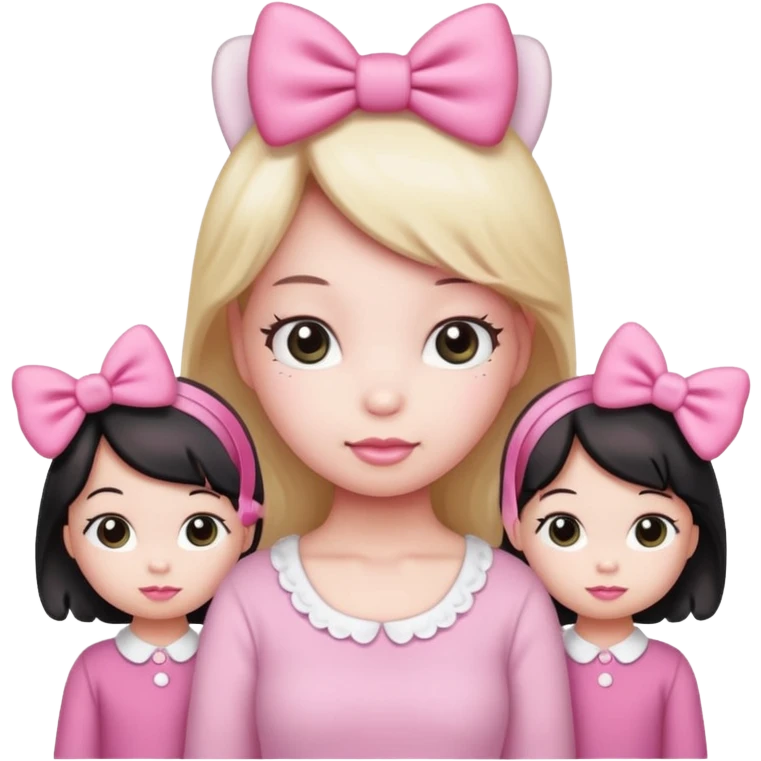 Cute hello kitty mama with 3 little girls  emoji