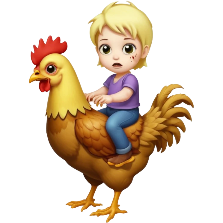 Baby zombie from Minecraft riding chiken emoji