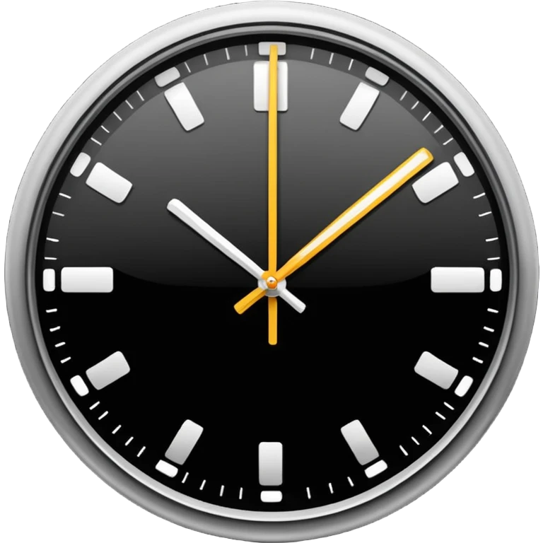 Calendario y reloj, líneas claras, fondo negro. emoji