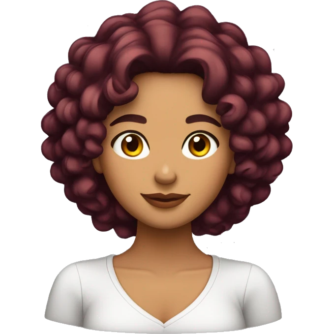 Chica morena de pelo rizado color borgoña emoji