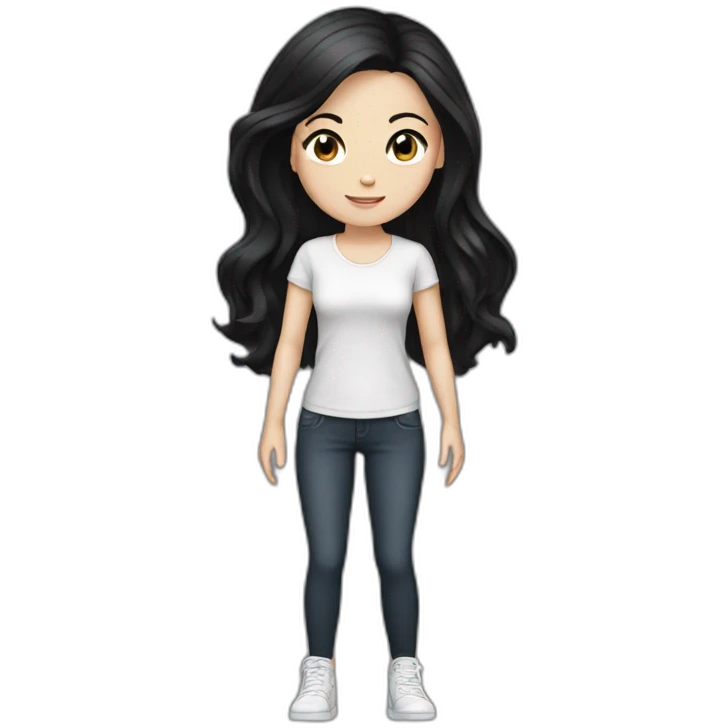 white girl with black hair, full body emoji