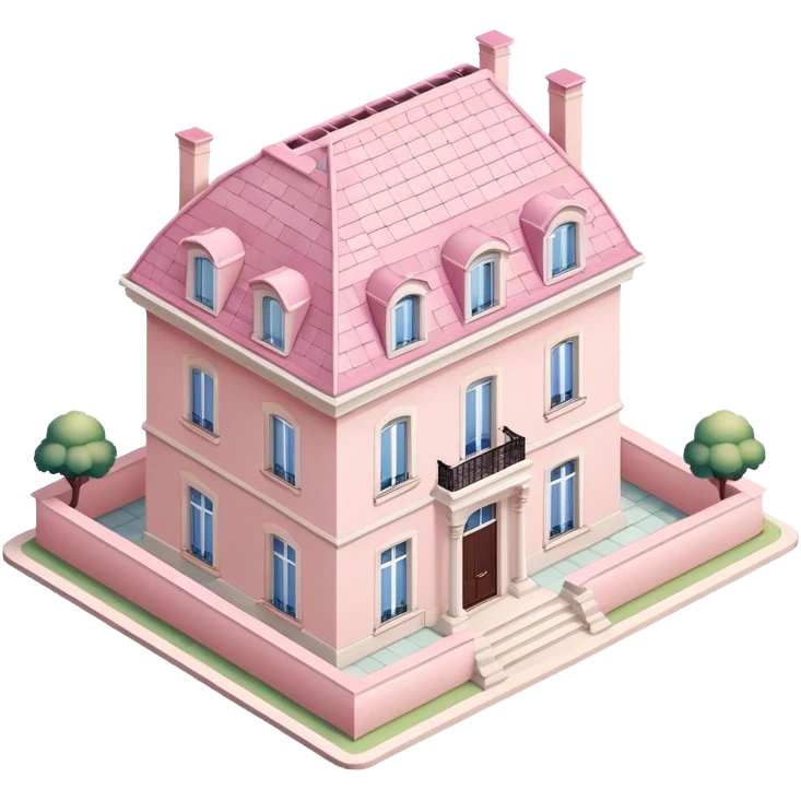 Light Pink Parisian mansion isometric  emoji