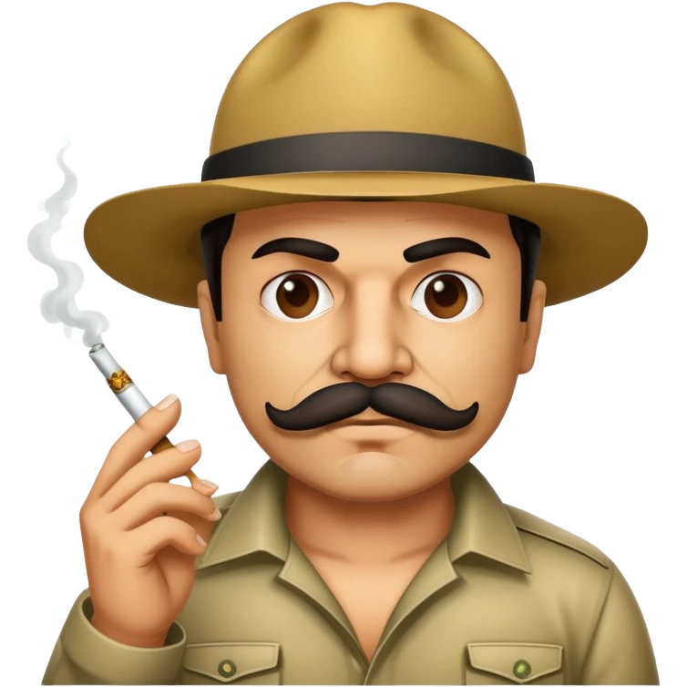 El Chapo gangster character with mustache smoking a marijuana joint emoji