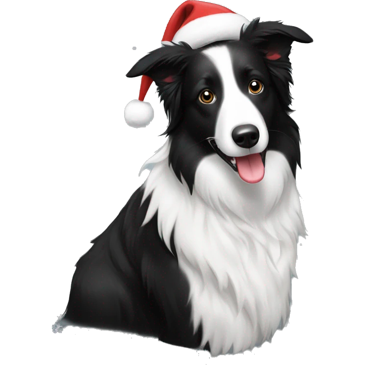 black and white border collie christmas emoji