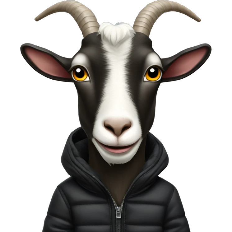Goat in black puffy coat driving a black Hummer emoji