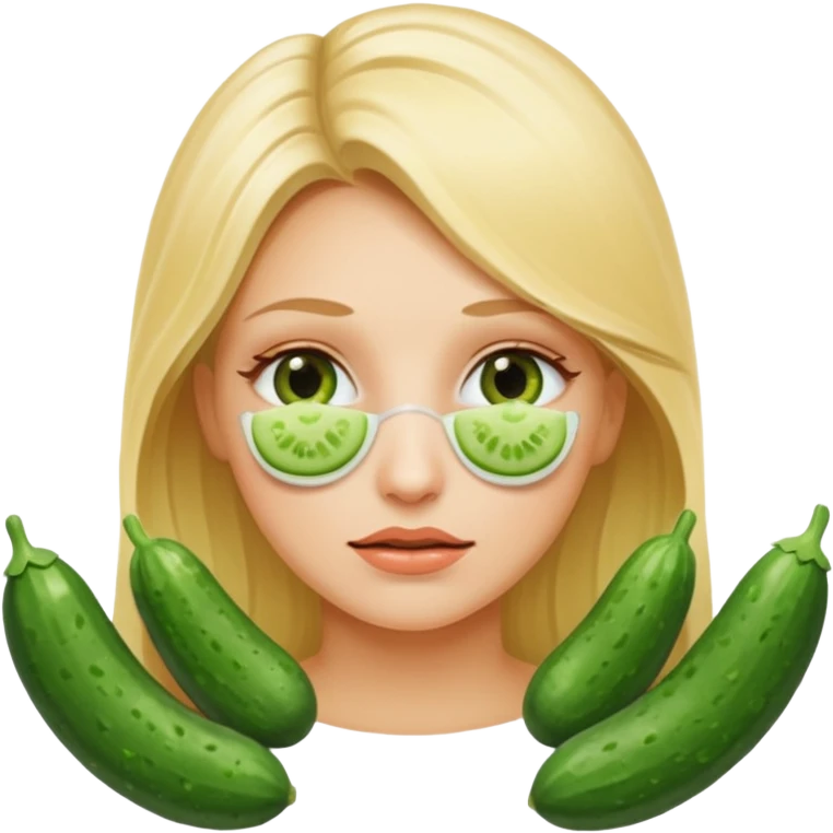 Blonde with cucumbers on eyes emoji