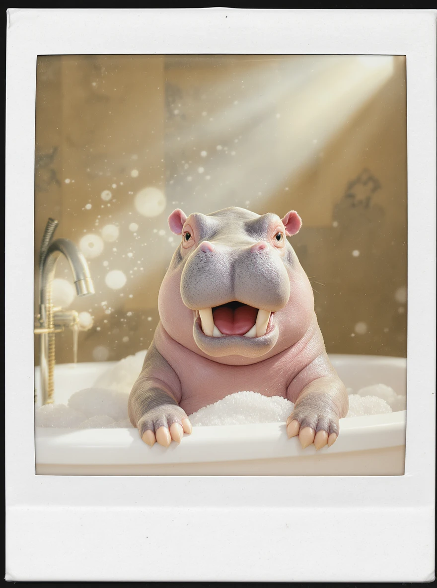 happy hippo with bubbles in bathtub emoji