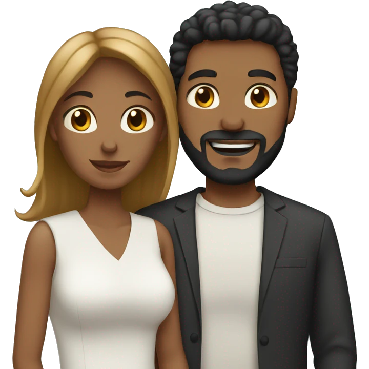 mixed couple , husband is white with a beard and wife is black emoji