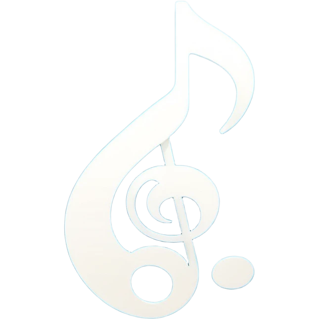 A minimalist and modern white music note icon on a smooth circular background with a vibrant blue and turquoise gradient. Ultra-high resolution, vector style, sharp edges, studio lighting, 4k, smooth texture, flat design, high quality, crisp details emoji