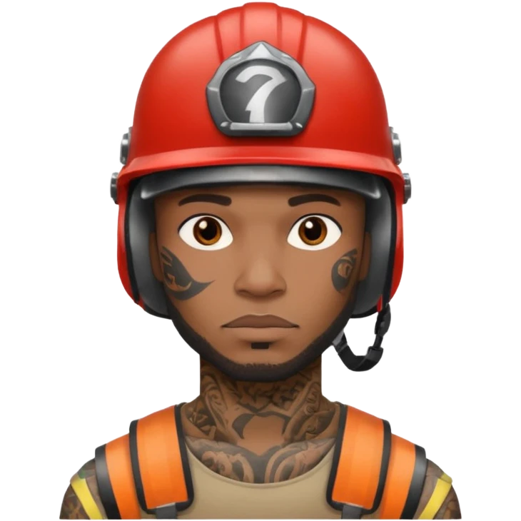tattooed black man in helmets emoji