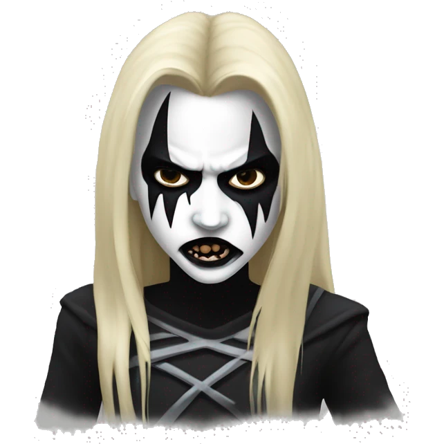 black metal girl with corpse-paint, blond, long dishveled hit, furious scream emoji