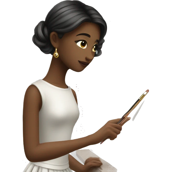 White fancy girl drawing a painting  emoji