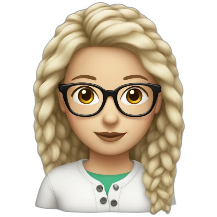 white girl nettle hair wearing glasses emoji