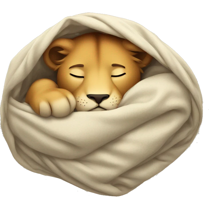 sleeping lion wrapped in blanket emoji