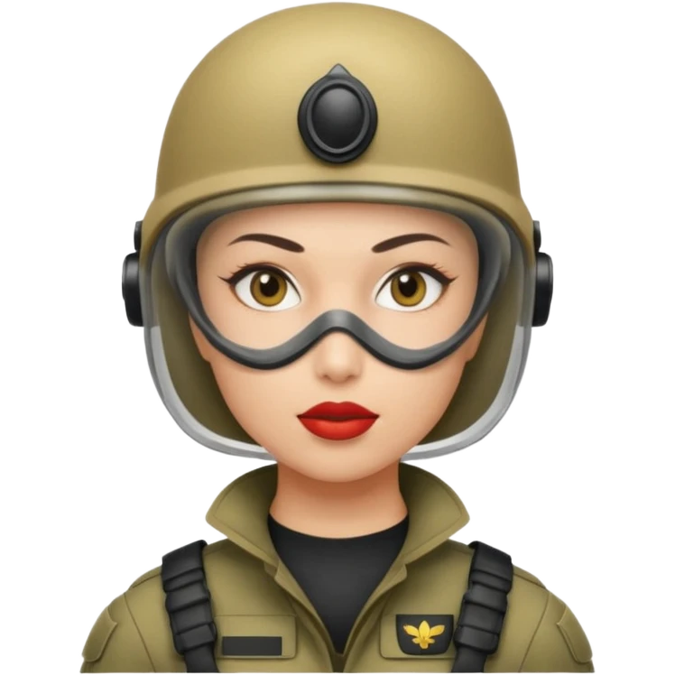 woman soldier with hair style wearing mouth mask emoji