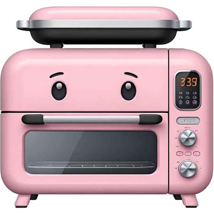 Cute emoji-style Ninja Combi countertop oven, pastel pink appliance, rounded edges, soft highlights, simple shadows, modern kitchen gadget aesthetic, realistic, centered, white background emoji