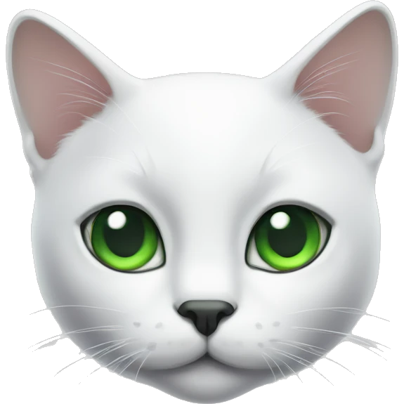 white cat head with black spot on top of head and green eyes  emoji
