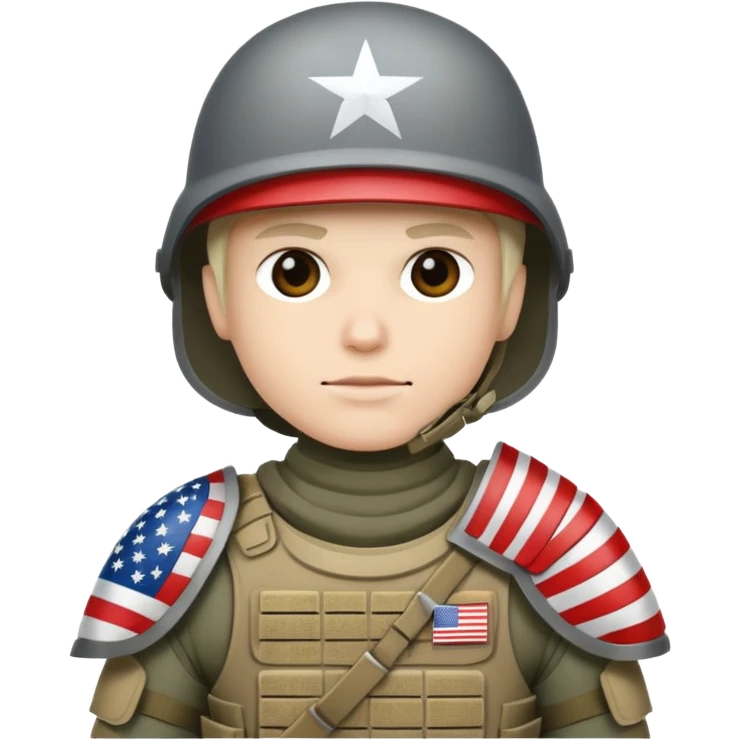 generate white full-armored american soldier with small usa flag on shoulder emoji