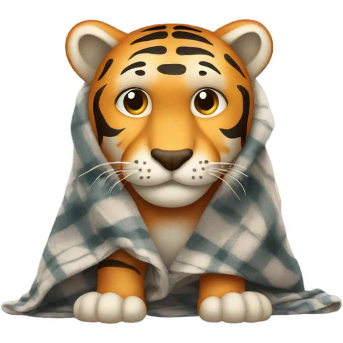 Shivering tiger with blanket emoji