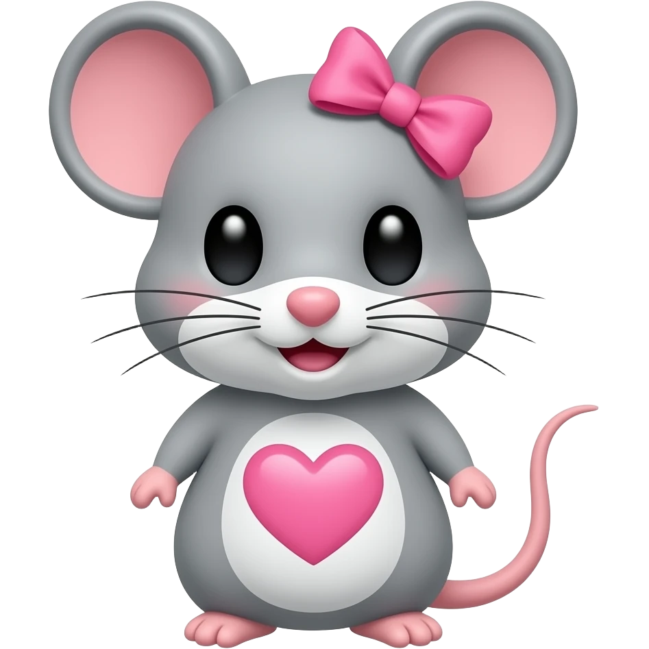 Emoji topolina con fiocco rosa in testa con cuore emoji